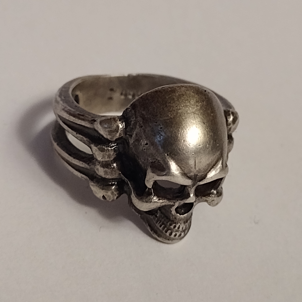 1944 WW2 German death skull ring 835 silver ! very rare.  size 6